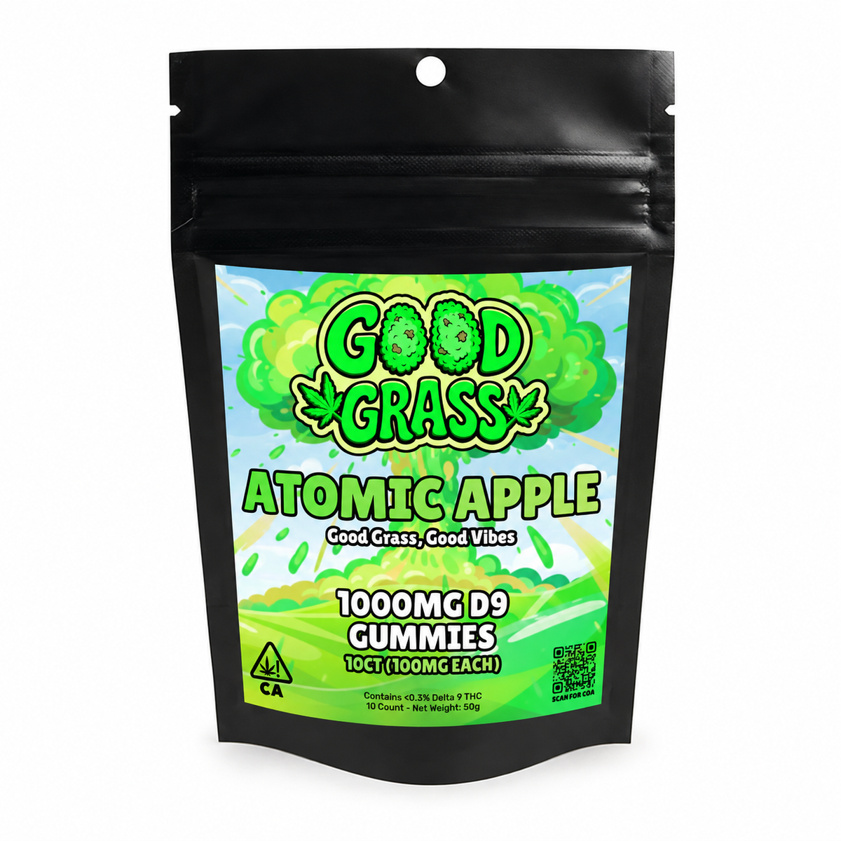 Atomic Apple 1000mg D9 THC Gummies bag