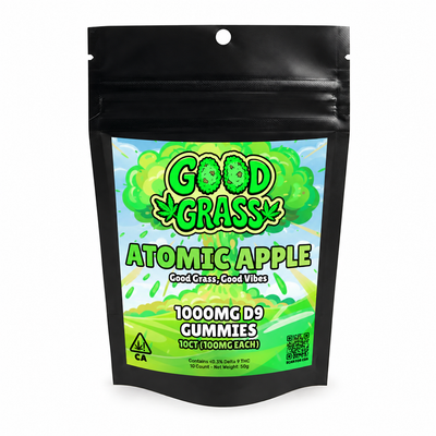 Atomic Apple 1000mg D9 THC Gummies bag