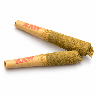 Two Peach Rings kief coated dog walker mini pre-rolls