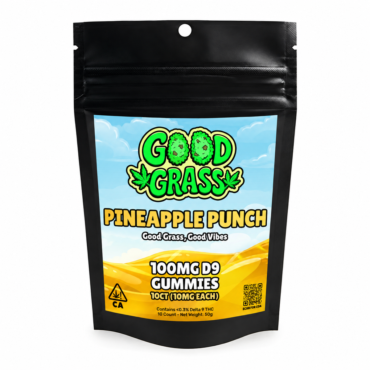 Pineapple Punch 100mg D9 THC Gummies bag