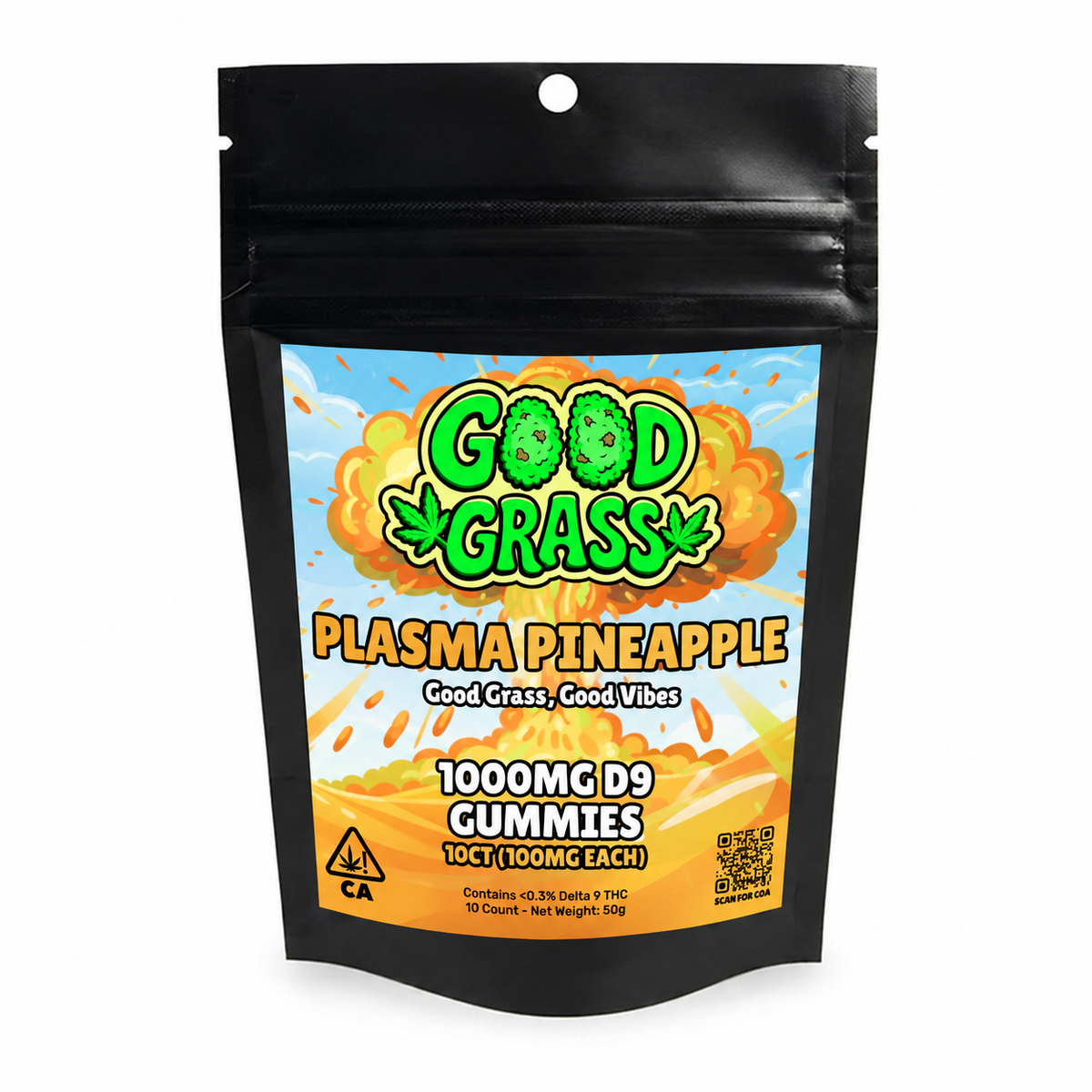 Plasma Pineapple 1000mg D9 THC Gummies bag
